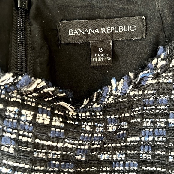 Banana Republic Tweed Shift Dress Midi Fringe Detail Short Sleeve Preppy Size 8 - Picture 7 of 7